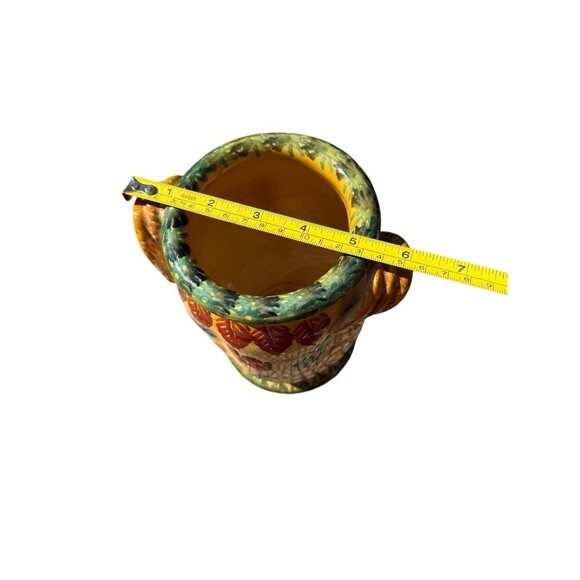 Italian Pottery Vase Hand Painted Made in Italy Flowers - Picture 5 of 5